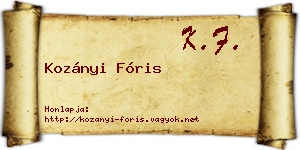 Kozányi Fóris névjegykártya
